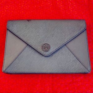 Tory Burch Gunmetal Robinson Envelope Clutch